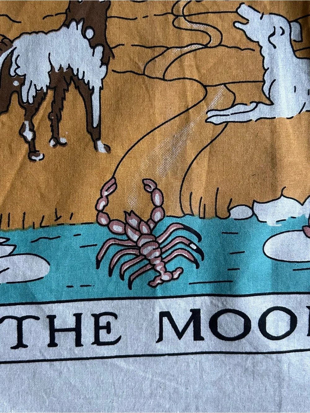 Tarot 'The Moon' Wall Tapestry - Blue, Mustard, White